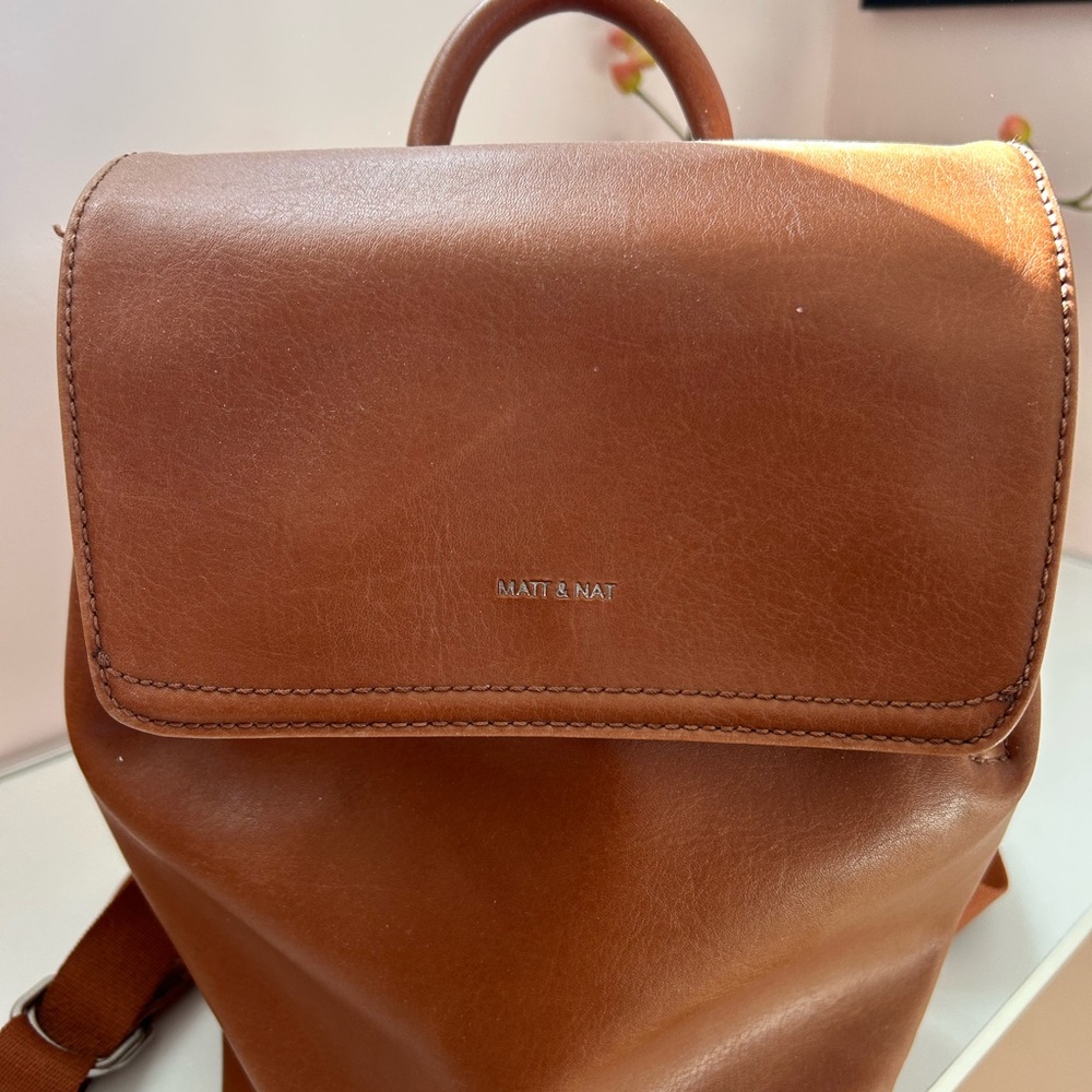 Matt & Nat Cognac Vegan Leather Backpack - Picture 4 of 7
